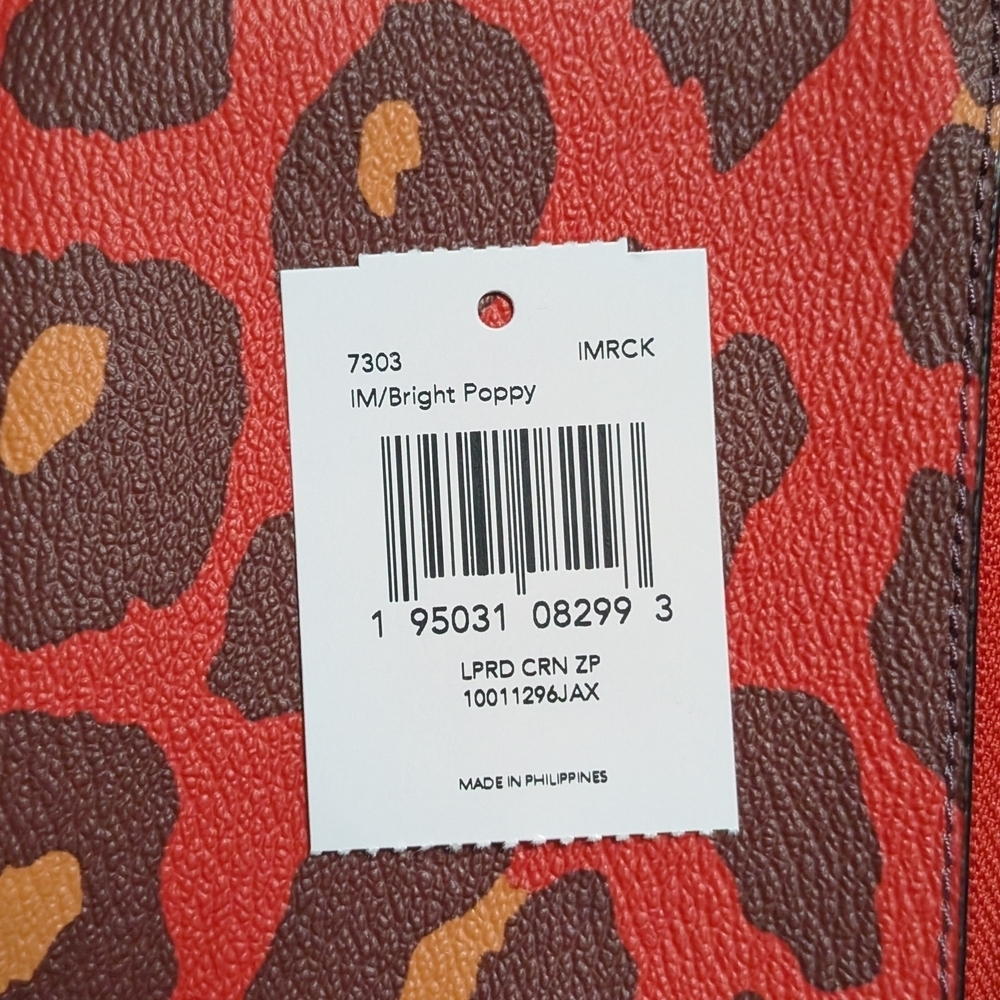 Coach Corner Zip Bright Poppy Leopard Wristlet (NWT) - Picture 5 of 6
